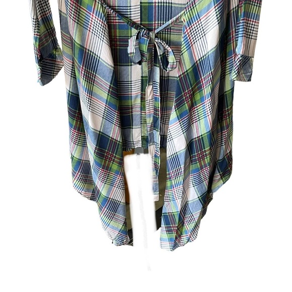 UMGEE Cotton Blend Plaid Long Sleeve Button Front Shark Bite Tunic Dress Small - Picture 8 of 11